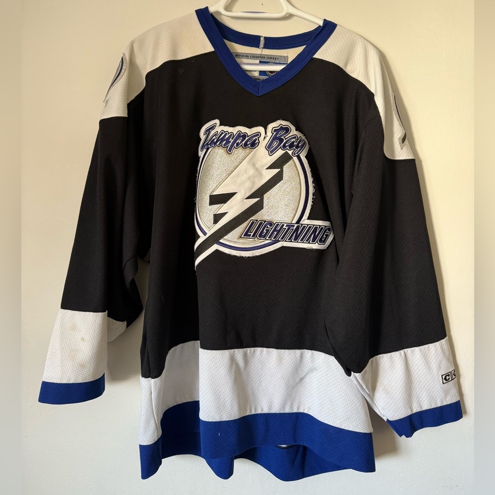 Vintage CCM Tampa Bay Lightning Jersey Black Hockey NHL 90s Men’s Size Large - Picture 1 of 10